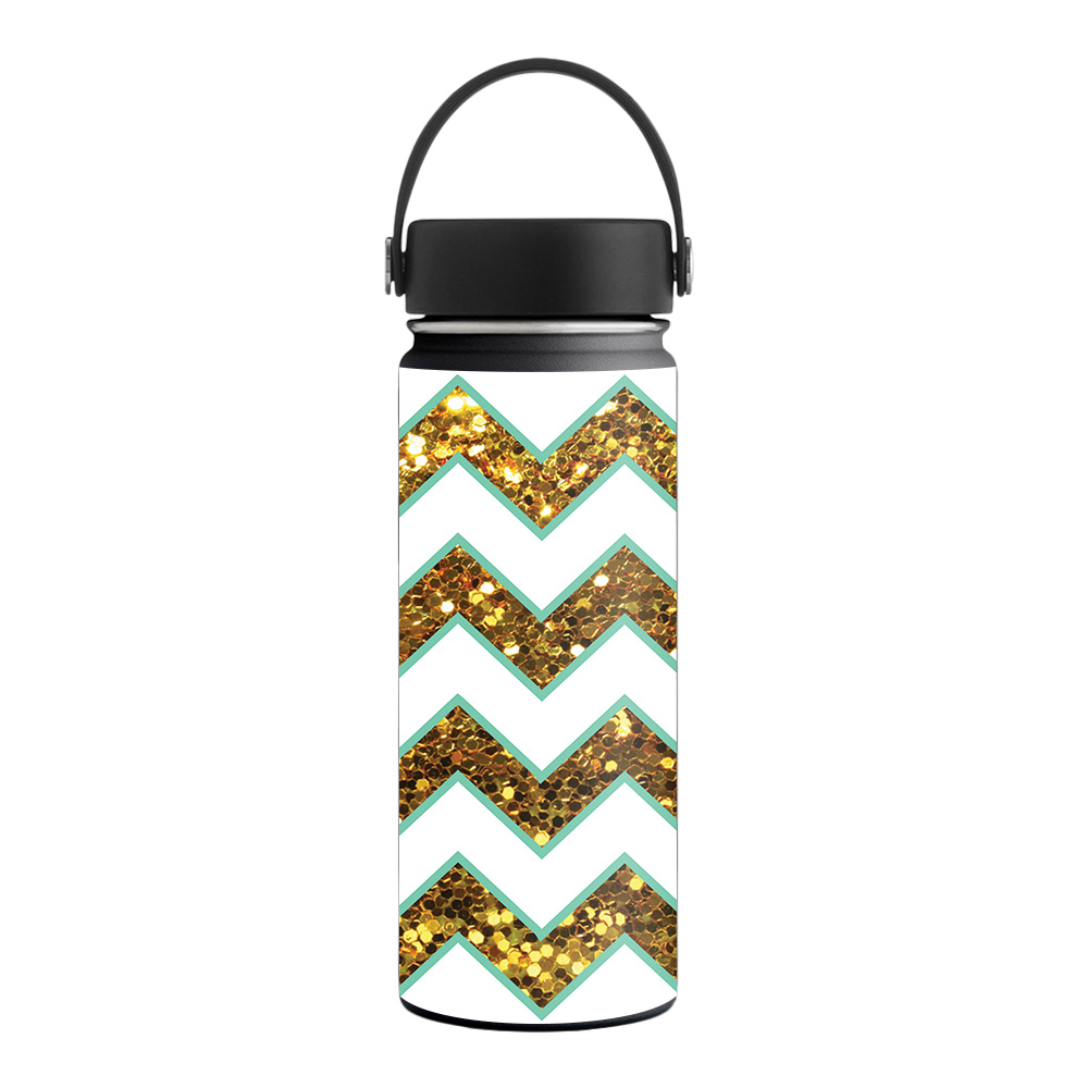 Picture of MightySkins HFWI18-Glitzy Chevron Skin for Hydro Flask 18 oz Wide Mouth - Glitzy Chevron