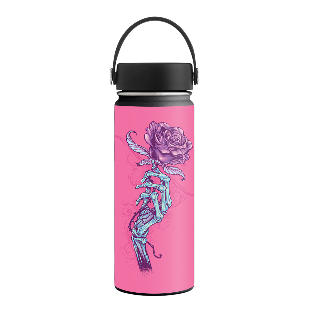 Picture of MightySkins HFWI18-Rose Skeleton Hand Skin for Hydro Flask 18 oz Wide Mouth - Rose Skeleton Hand