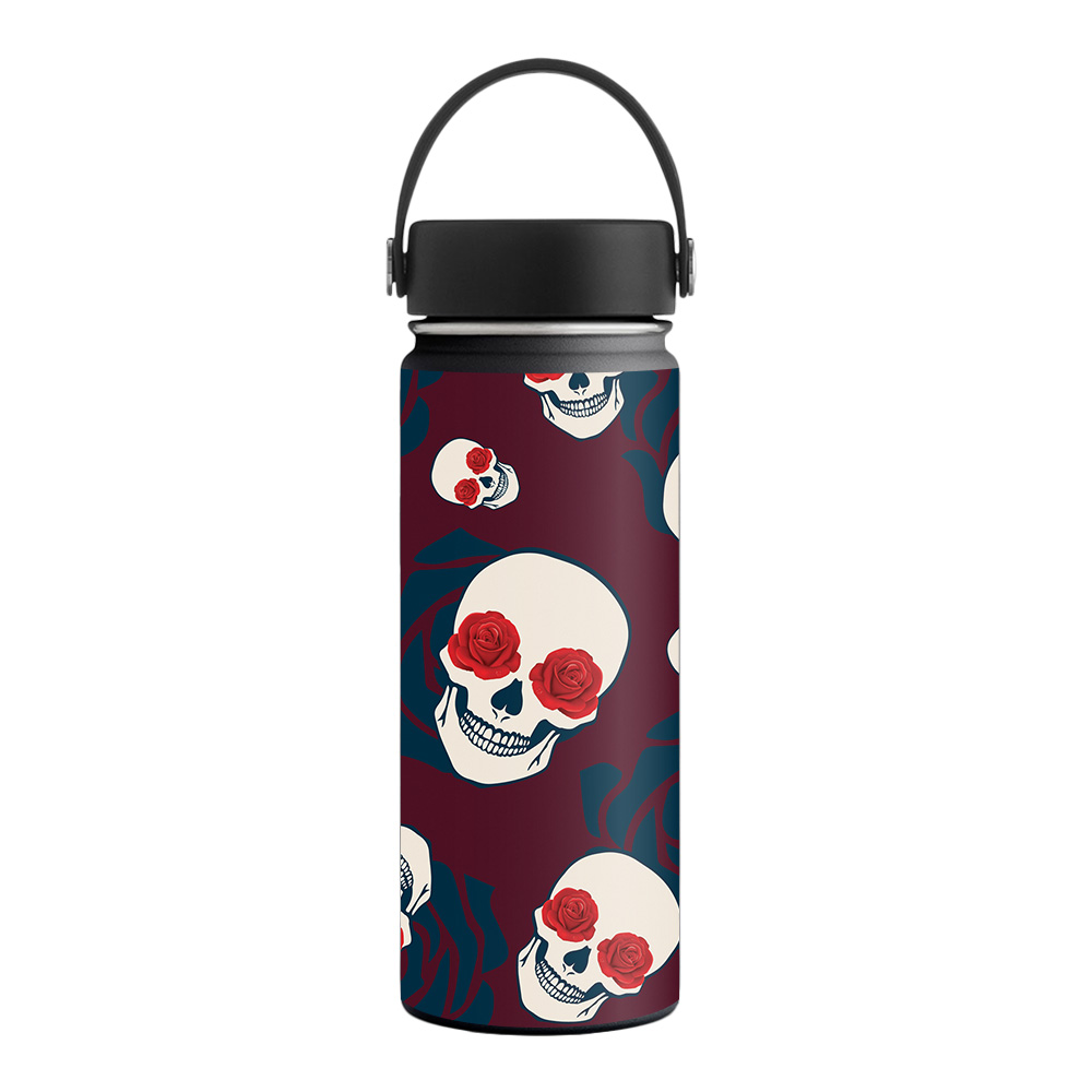 Picture of MightySkins HFWI18-Skulls N Roses Skin for Hydro Flask 18 oz Wide Mouth - Skulls N Roses