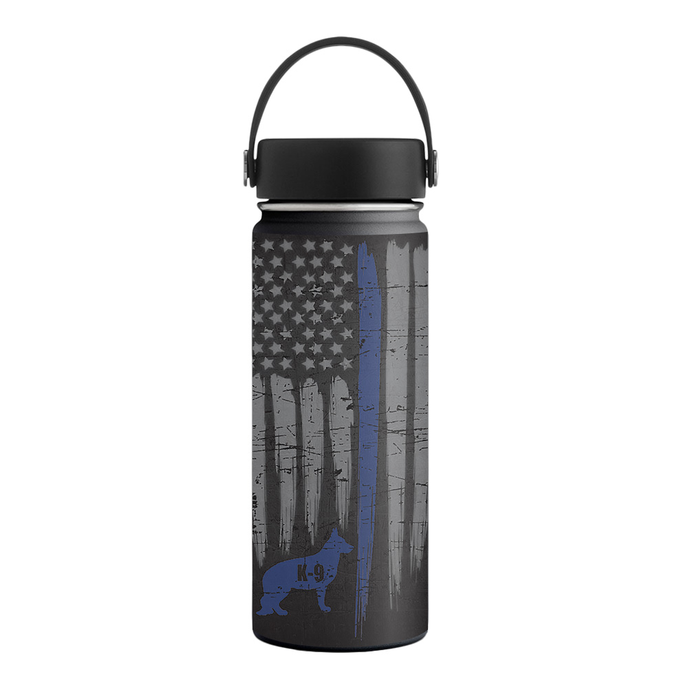 Picture of MightySkins HFWI18-Thin Blue Line K9 Skin for Hydro Flask 18 oz Wide Mouth - Thin Blue Line K9