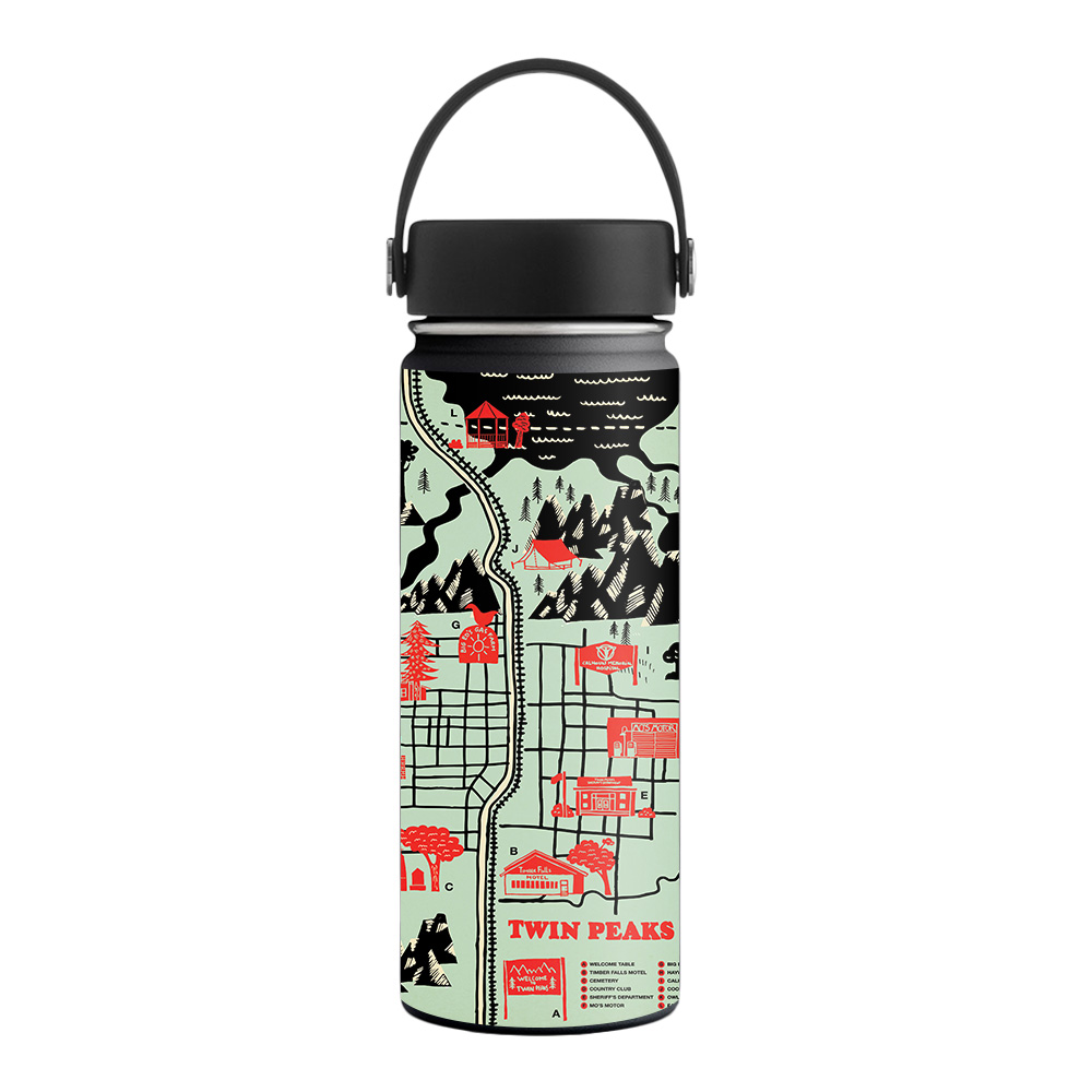 Picture of MightySkins HFWI18-Twin Peaks Map Skin for Hydro Flask 18 oz Wide Mouth - Twin Peaks Map