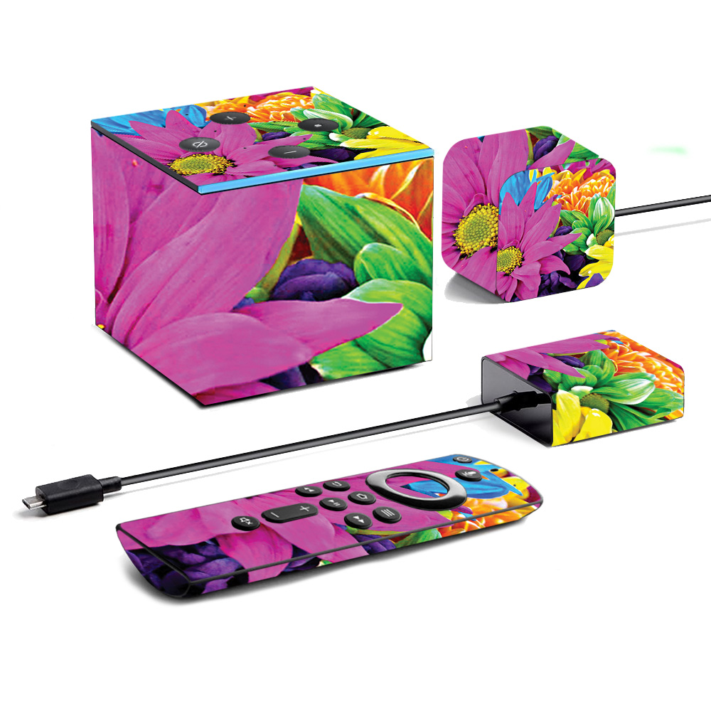 Picture of MightySkins AMFITVCU19-Colorful Flowers Skin for Amazon Fire TV Cube 2019 - Colorful Flowers
