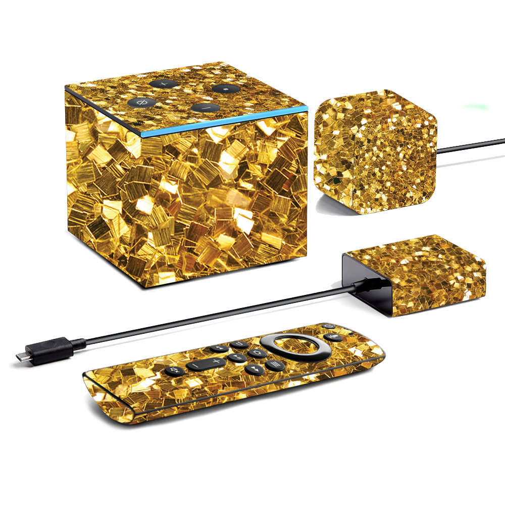 Picture of MightySkins AMFITVCU19-Gold Chips Skin for Amazon Fire TV Cube 2019 - Gold Chips