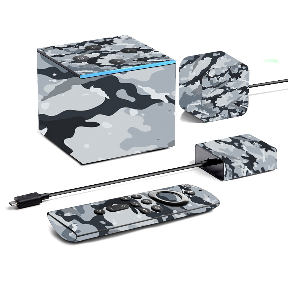 Picture of MightySkins AMFITVCU19-Gray Camouflage Skin for Amazon Fire TV Cube 2019 - Gray Camouflage