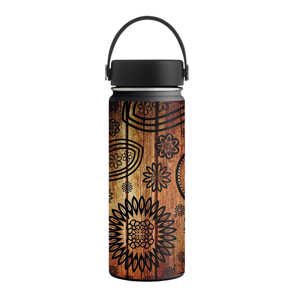 Picture of MightySkins HFWI18-Wooden Floral Skin for Hydro Flask 18 oz Wide Mouth - Wooden Floral