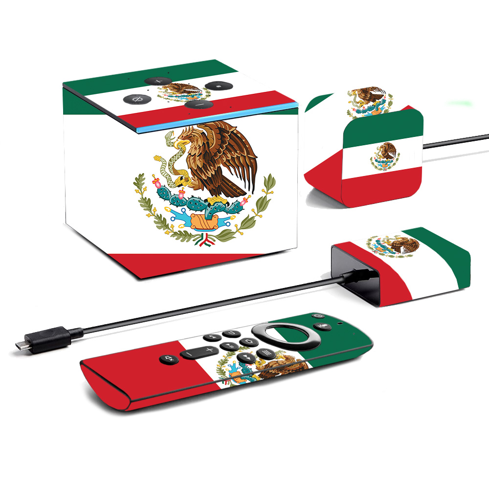 Picture of MightySkins AMFITVCU19-Mexican Flag Skin for Amazon Fire TV Cube 2019 - Mexican Flag