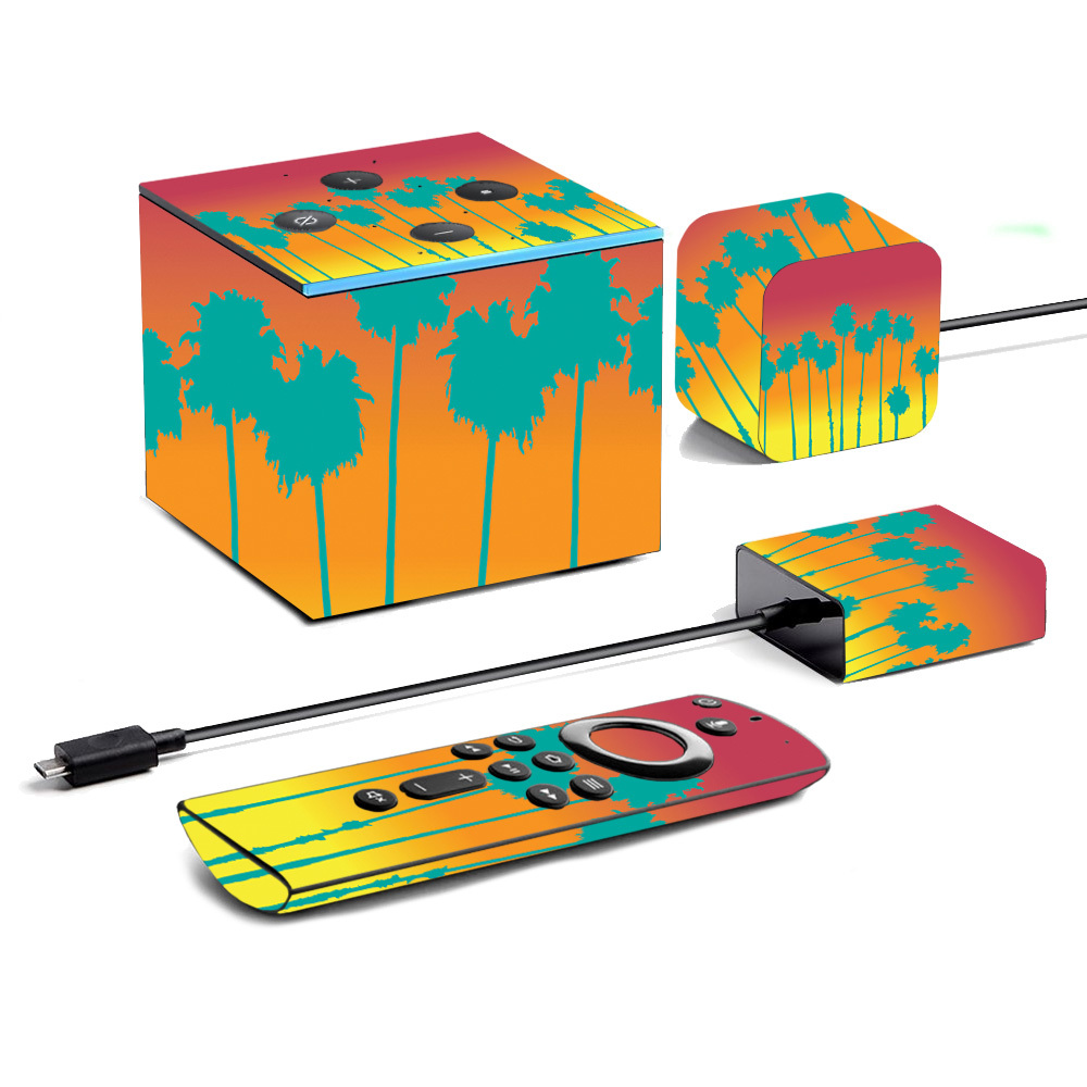 Picture of MightySkins AMFITVCU19-Sherbet Palms Skin for Amazon Fire TV Cube 2019 - Sherbet Palms