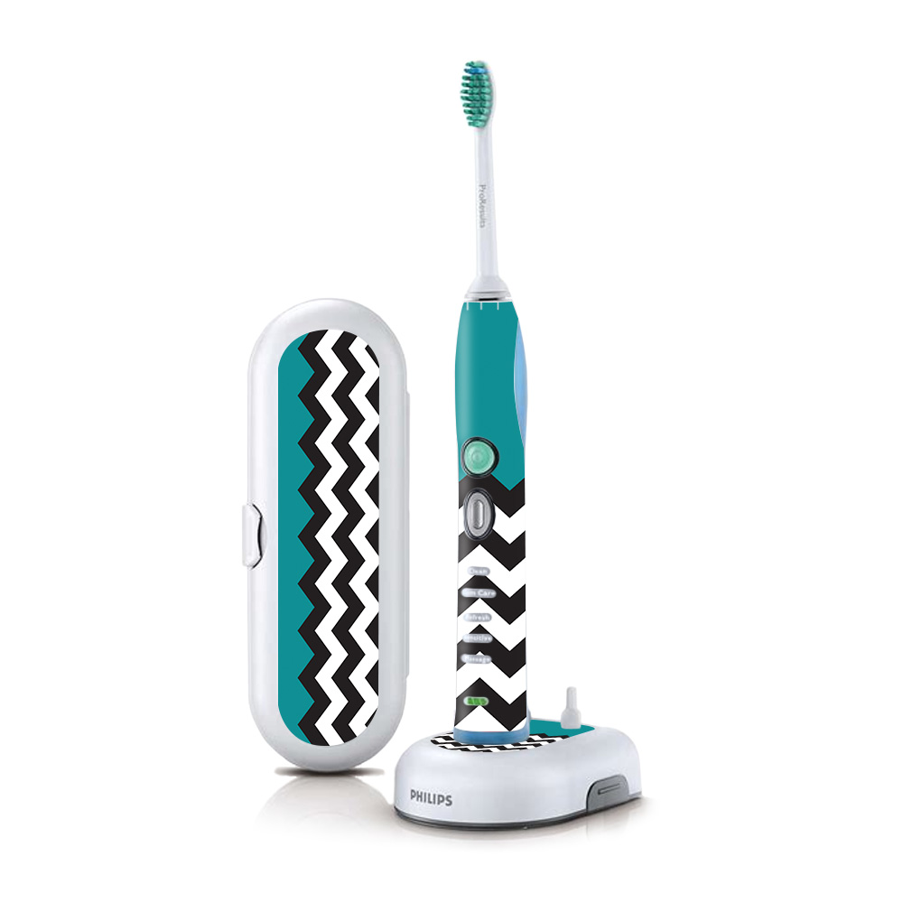 Picture of MightySkins PHSOFX7-Teal Chevron Skin for Philips Sonicare 7 Series Flexcare Plus Rechargeable - Teal Chevron