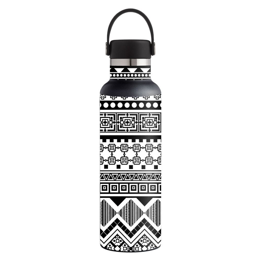 Picture of MightySkins HFST21-Black Aztec Skin for Hydro Flask 21 oz Standard Mouth - Black Aztec