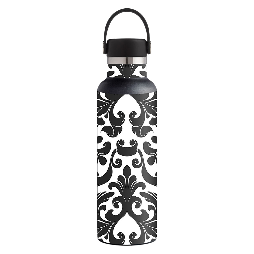 Picture of MightySkins HFST21-Black Damask Skin for Hydro Flask 21 oz Standard Mouth - Black Damask