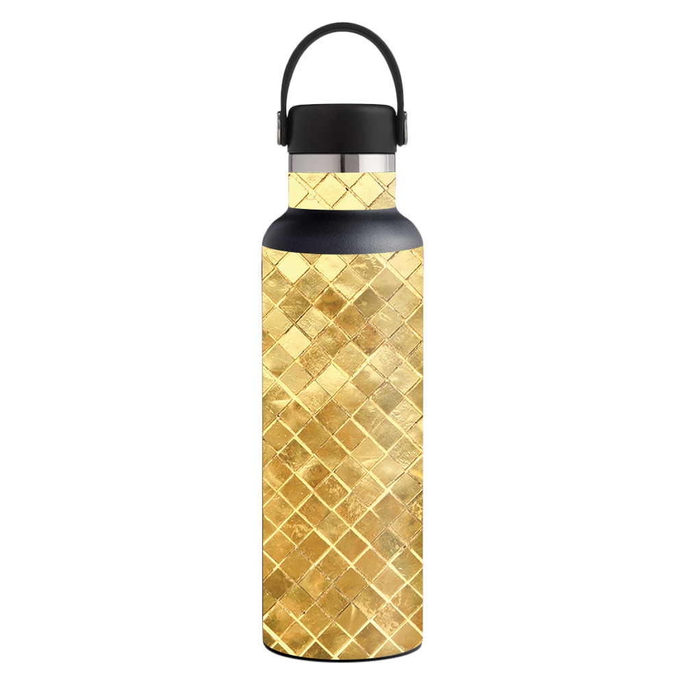 Picture of MightySkins HFST21-Gold Tiles Skin for Hydro Flask 21 oz Standard Mouth - Gold Tiles