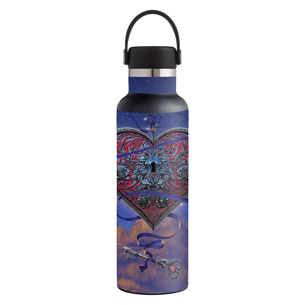 Picture of MightySkins HFST21-Heart And Key Skin for Hydro Flask 21 oz Standard Mouth - Heart & Key