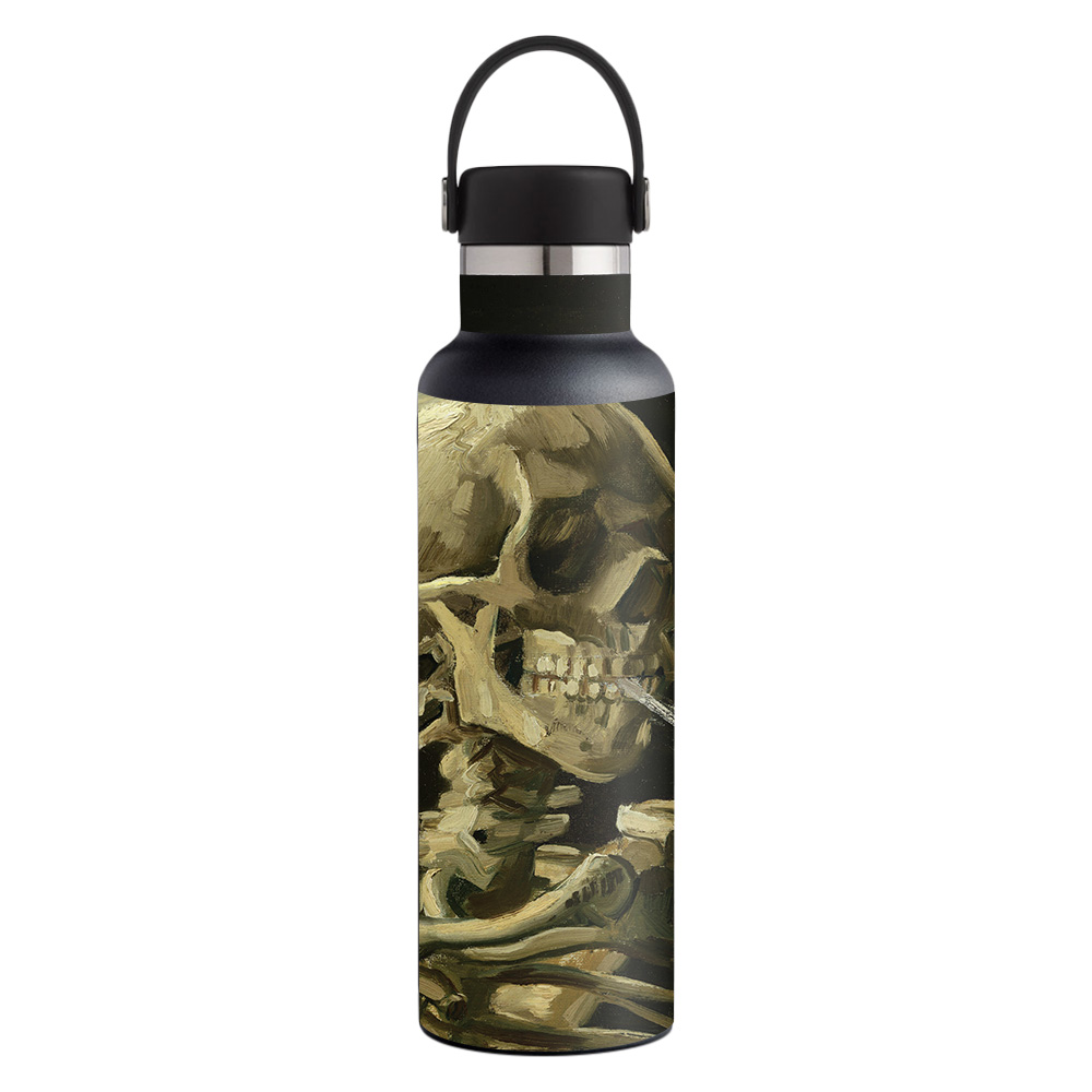 Picture of MightySkins HFST21-Skull With Cigarette Skin for Hydro Flask 21 oz Standard Mouth - Skull with Cigarette