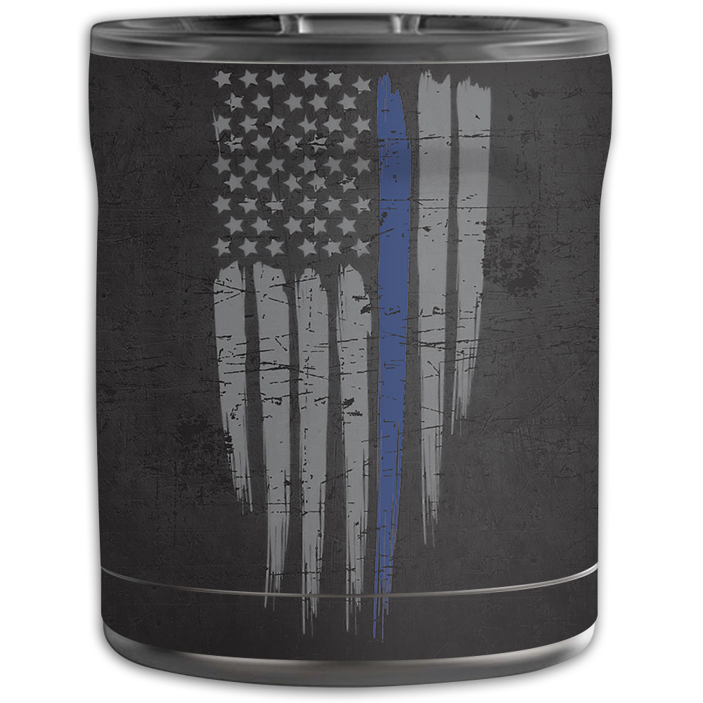 Picture of MightySkins OTEL10-Thin Blue Line Skin for Otterbox Elevation Tumbler 10 oz - Thin Blue Line