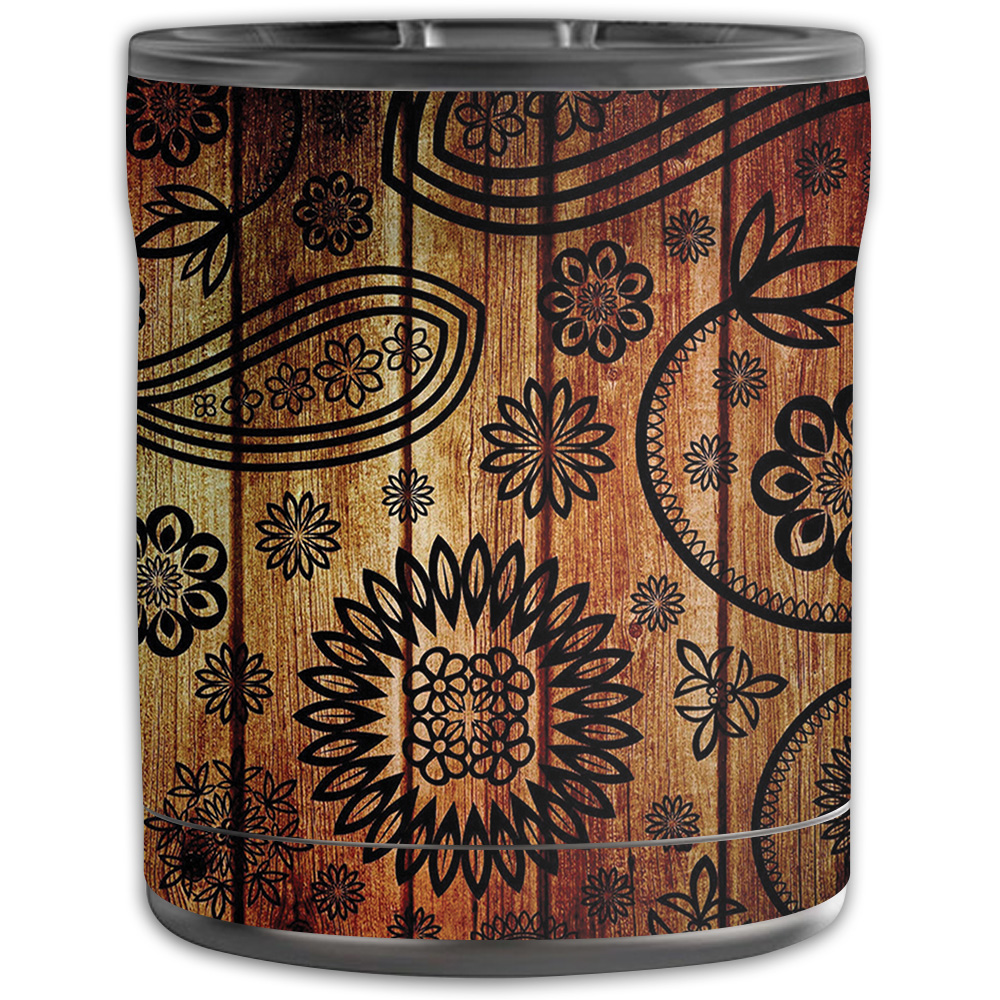 Picture of MightySkins OTEL10-Wooden Floral Skin for Otterbox Elevation Tumbler 10 oz - Wooden Floral
