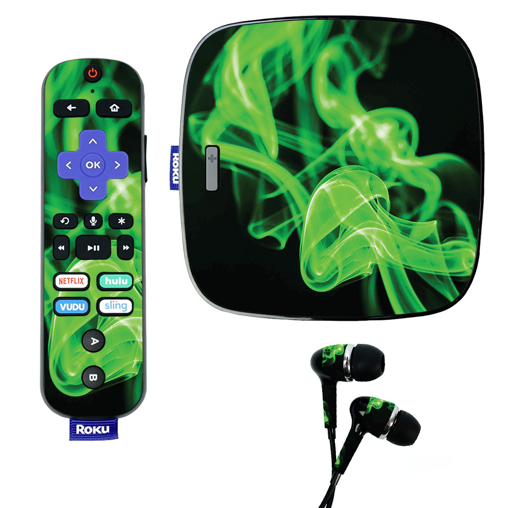 ROUL-Green Flames Skin for Roku Ultra - Green Flames -  MightySkins