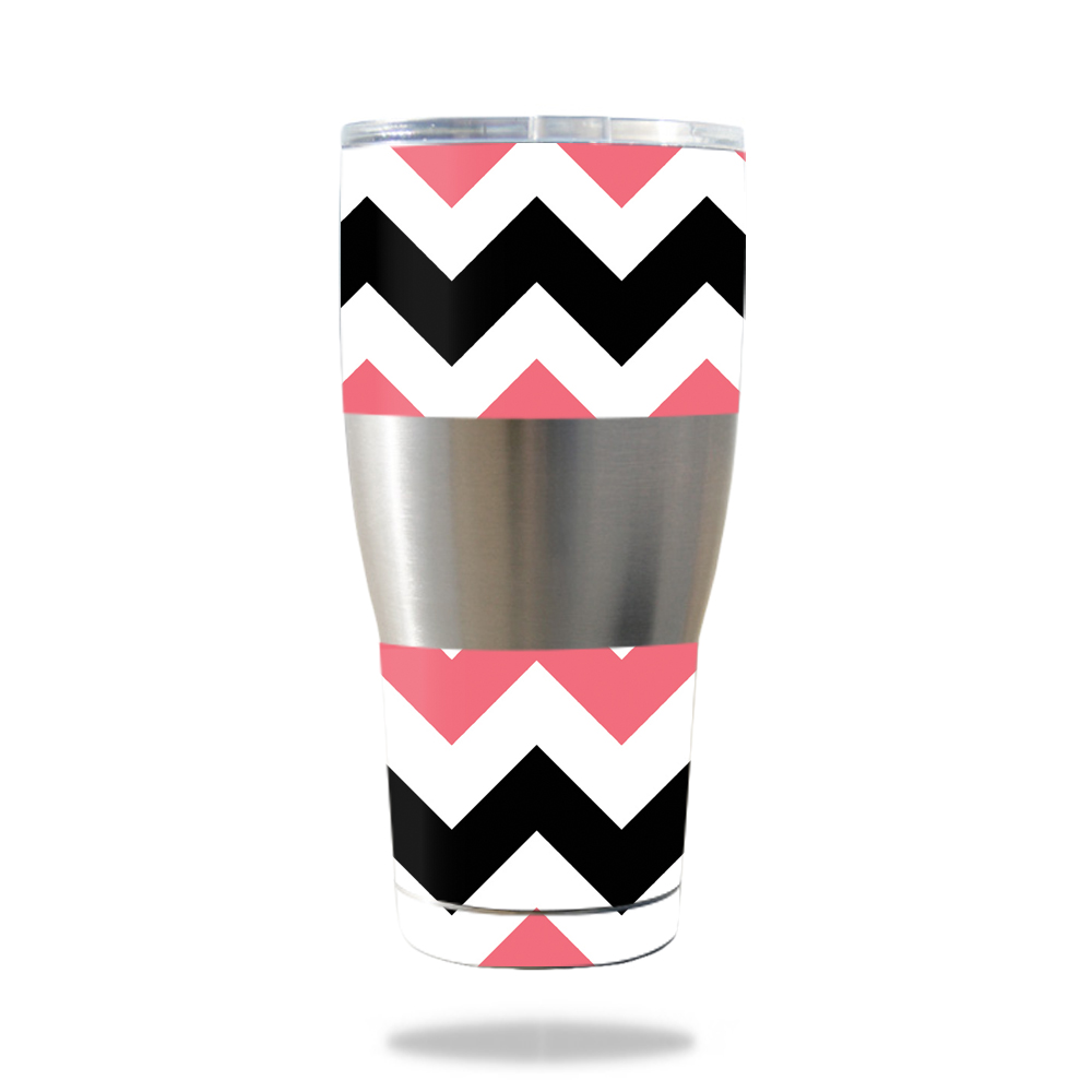 Picture of MightySkins IBTUM30-Black Pink Chevron Skin for IBEX 30 oz Tumbler Wrap Cover Sticker - Black Pink Chevron