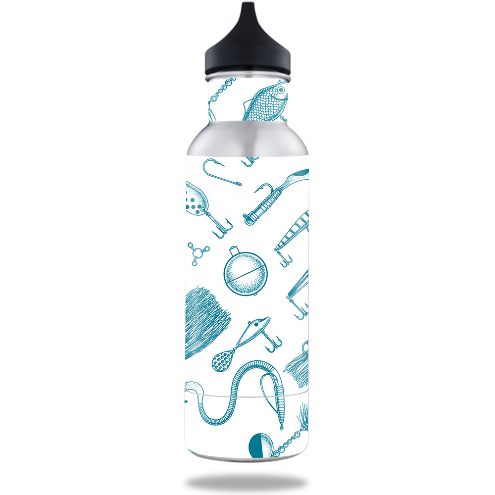 Picture of MightySkins BOKE12ST-Teal Lures Skin for 12 oz Standard Keeper Bottle - Teal Lures