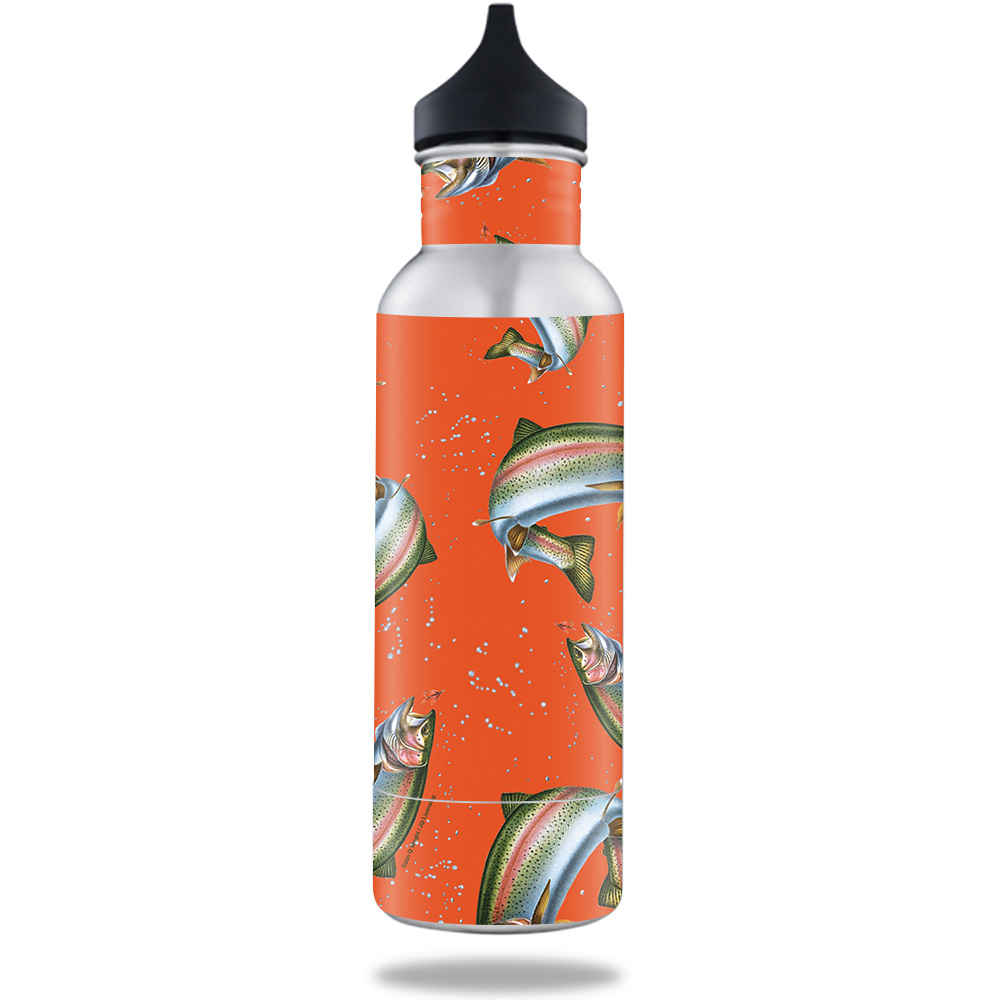Picture of MightySkins BOKE12ST-Trout Collage Skin for 12 oz Standard Keeper Bottle - Trout Collage
