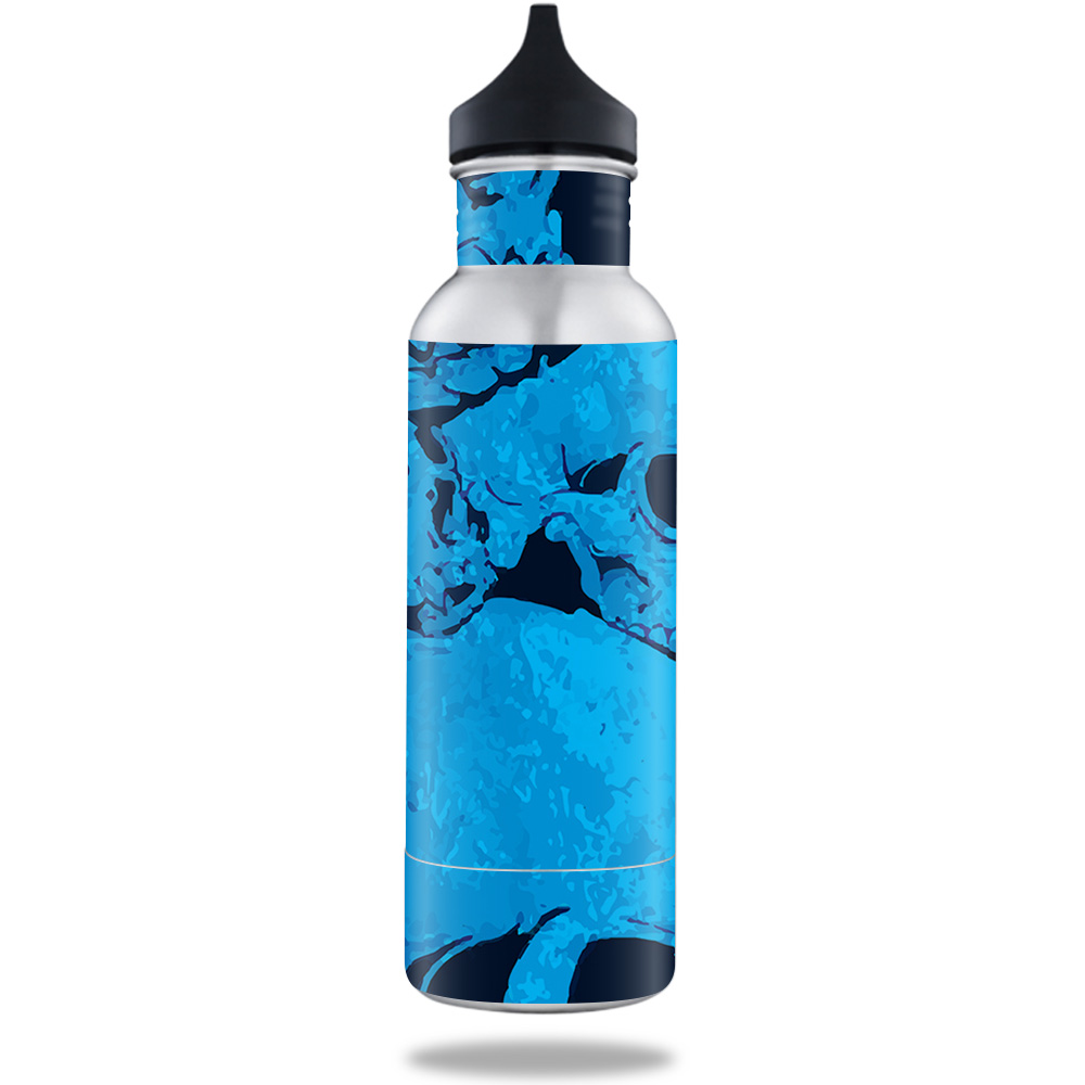 Picture of MightySkins BOKE12ST-Blue Skulls Skin for BottleKeeper 12 oz Standard Wrap Cover Sticker - Blue Skulls