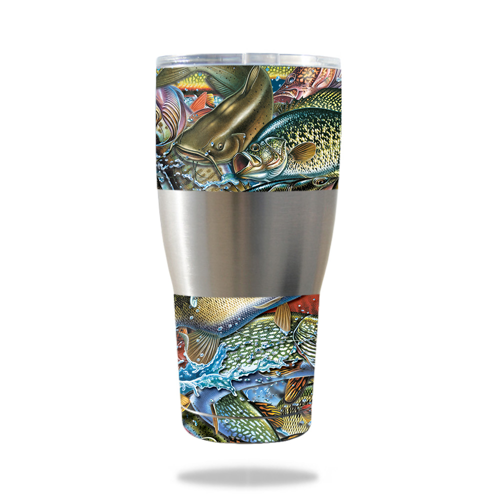 Picture of MightySkins IBTUM30-Action Fish Puzzle Skin for IBEX 30 oz Tumbler - Action Fish Puzzle