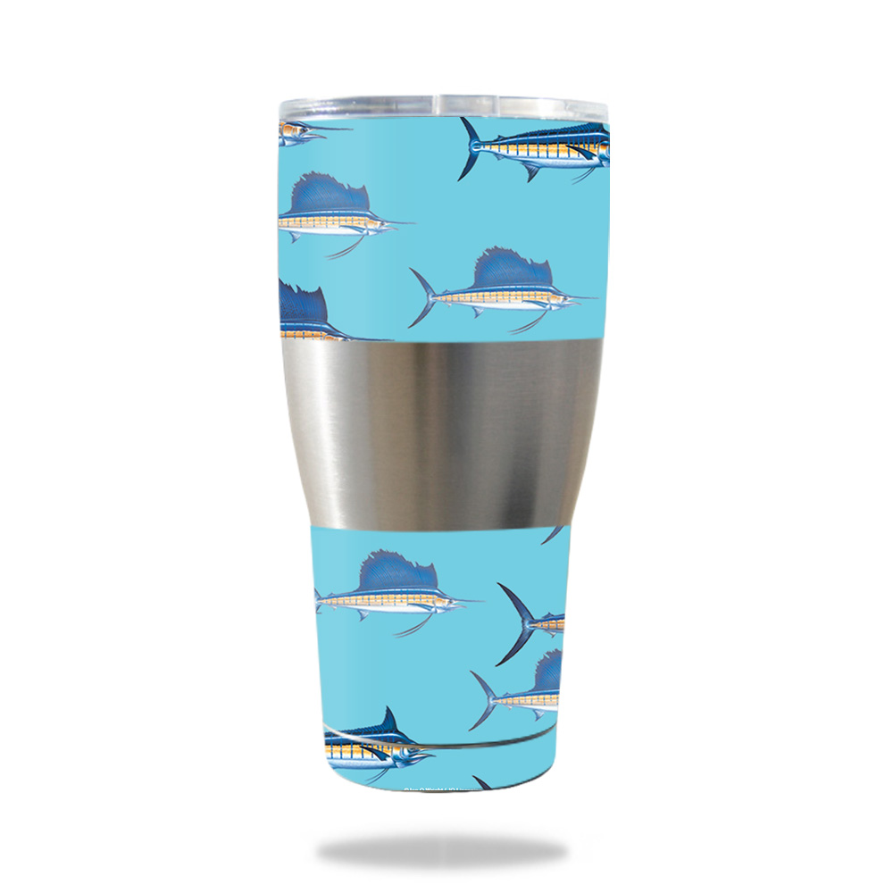 Picture of MightySkins IBTUM30-Billfish Stripes Skin for IBEX 30 oz Tumbler - Billfish Stripes