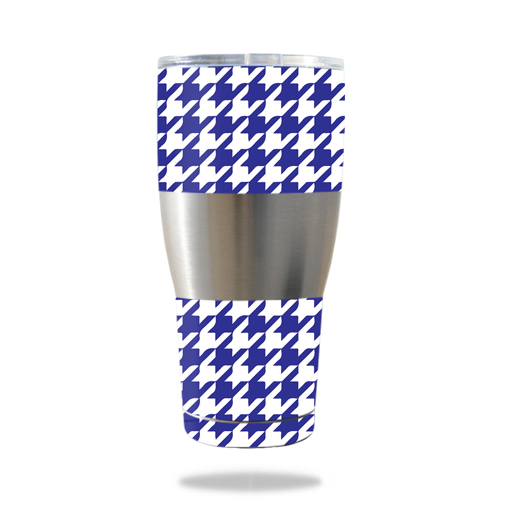 Picture of MightySkins IBTUM30-Blue Houndstooth Skin for IBEX 30 oz Tumbler - Blue Houndstooth