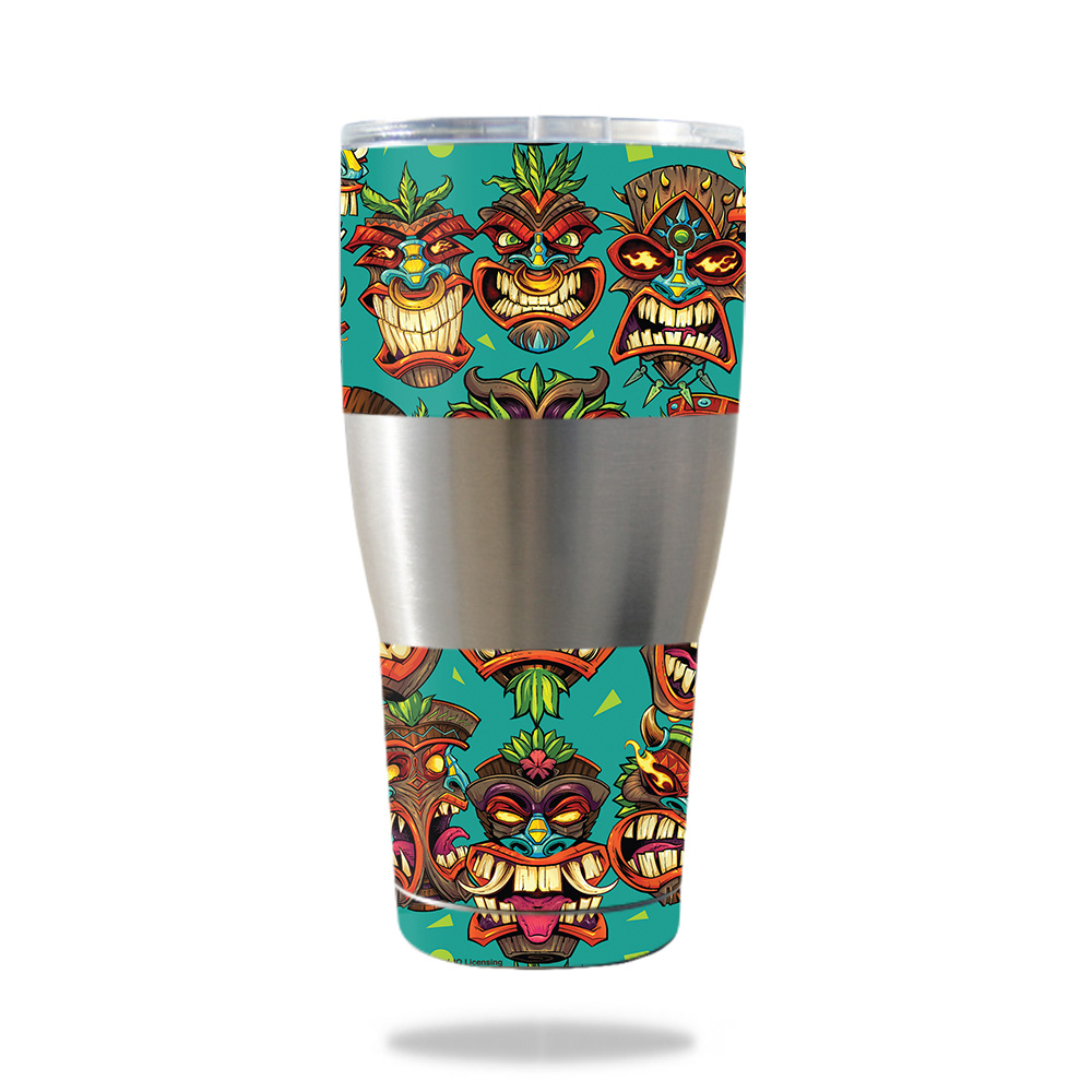 Picture of MightySkins IBTUM30-Crazy Tikis Skin for IBEX 30 oz Tumbler - Crazy Tikis