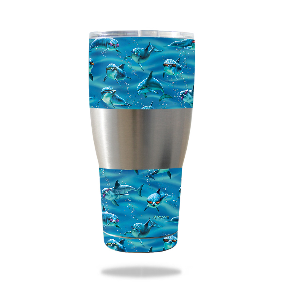 Picture of MightySkins IBTUM30-Dolphin Gang Skin for IBEX 30 oz Tumbler - Dolphin Gang