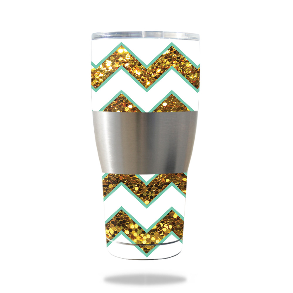 Picture of MightySkins IBTUM30-Glitzy Chevron Skin for IBEX 30 oz Tumbler - Glitzy Chevron