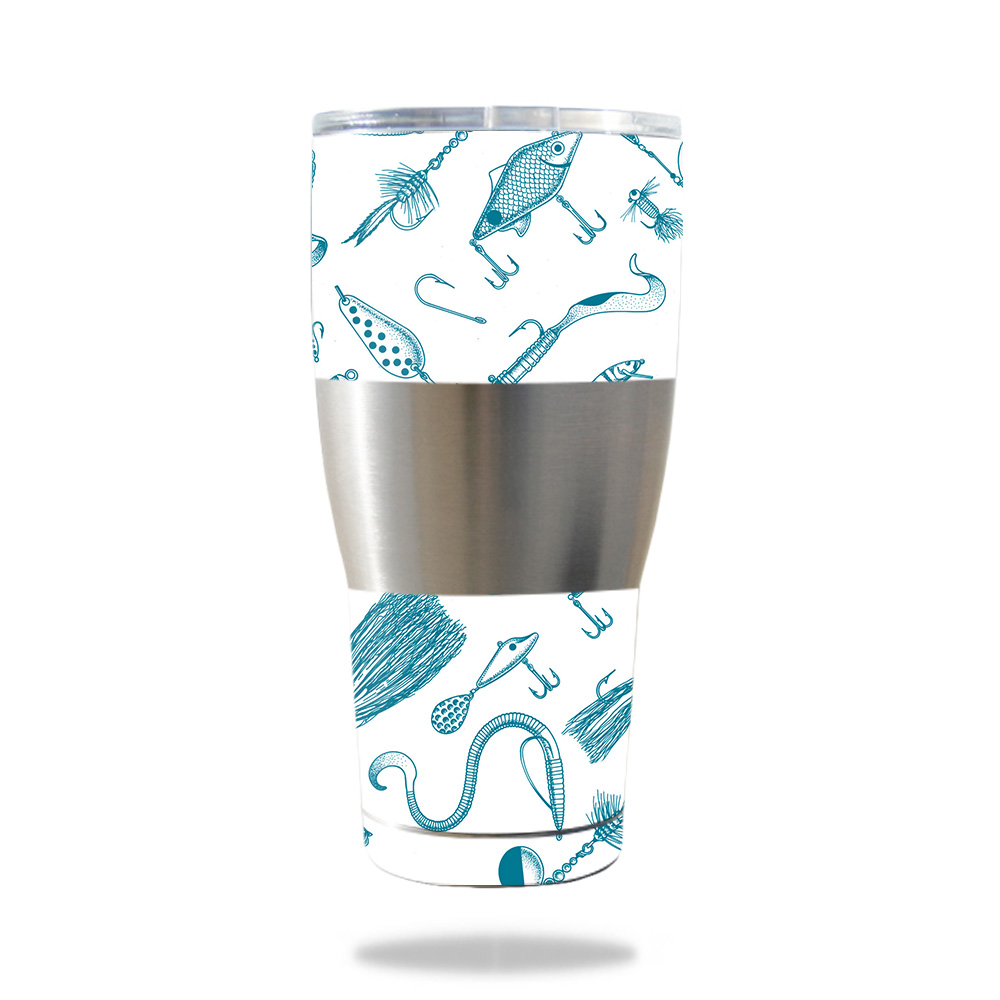 Picture of MightySkins IBTUM30-Teal Lures Skin for IBEX 30 oz Tumbler - Teal Lures