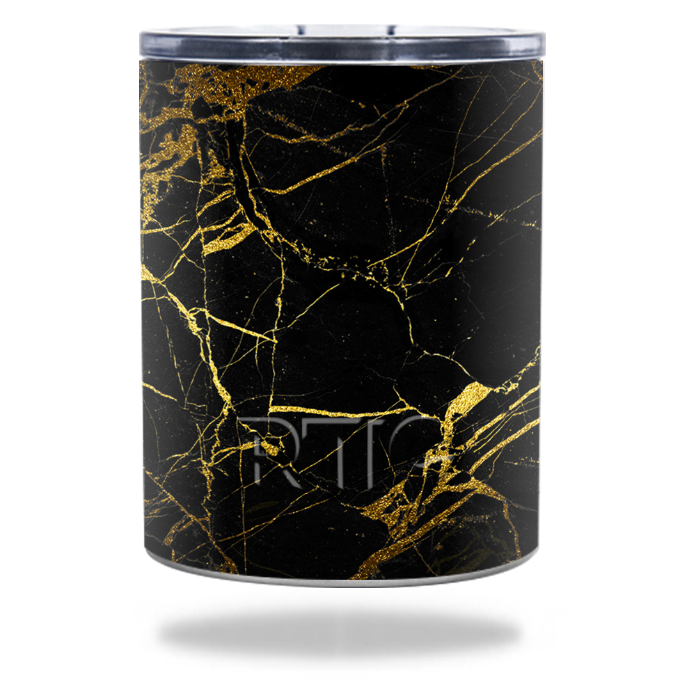 Picture of MightySkins RTLOW10-Black Gold Marble Skin for RTIC Lowball 10 oz 2016 Wrap Cover Sticker - Black Gold Marble
