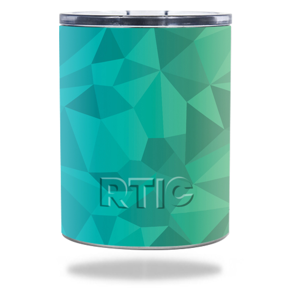 Picture of MightySkins RTLOW10-Blue Green Polygon Skin for RTIC Lowball 10 oz 2016 Wrap Cover Sticker - Blue Green Polygon