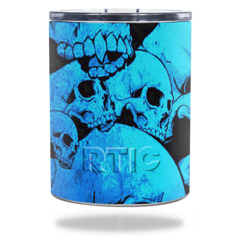 Picture of MightySkins RTLOW10-Blue Skulls Skin for RTIC Lowball 10 oz 2016 Wrap Cover Sticker - Blue Skulls