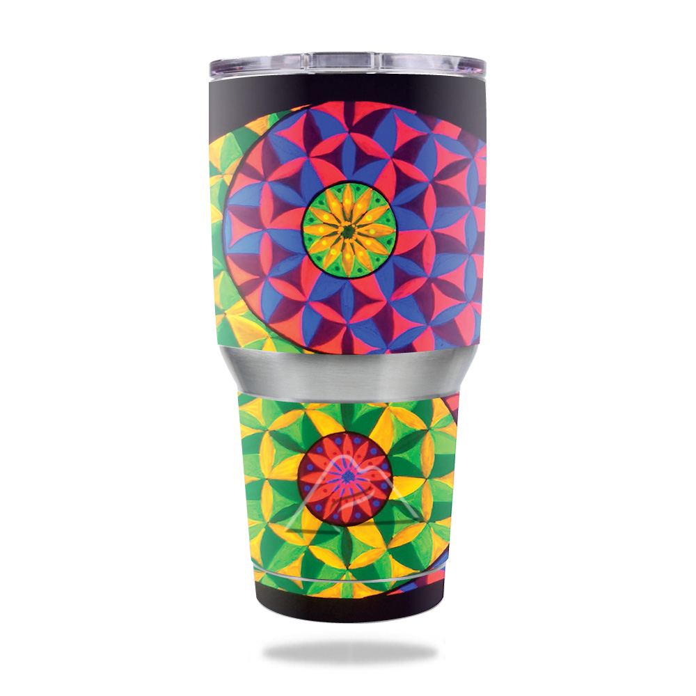 Picture of MightySkins OZTUM30-Neon Yin Yang Skin for Ozark Trail 30 oz Tumbler - Neon Yin Yang