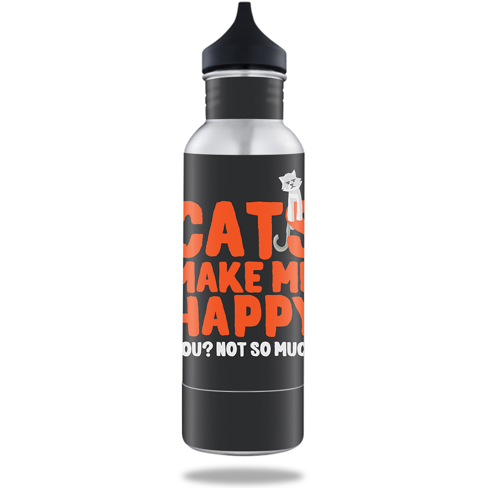 Picture of MightySkins BOKE12ST-Cats Make Me Happy Skin for 12 oz Standard Keeper Bottle - Cats Make Me Happy