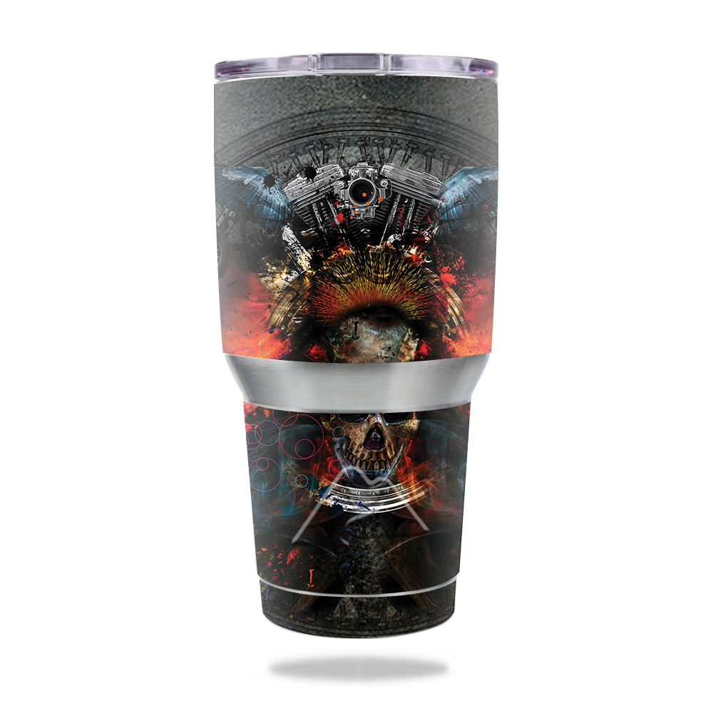 Picture of MightySkins OZTUM30-Grunge Skull Skin for Ozark Trail 30 oz Tumbler - Grunge Skull