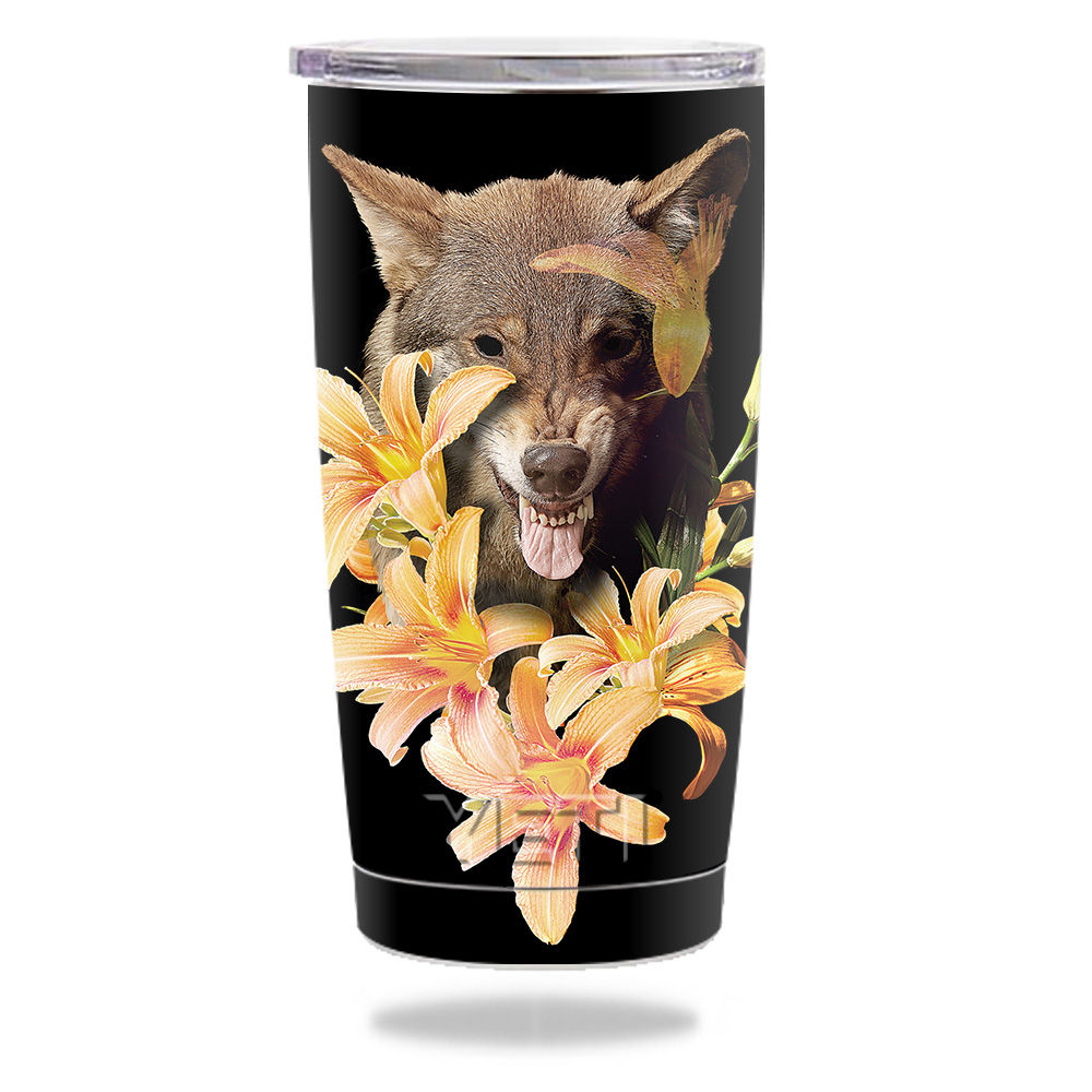 Picture of MightySkins YERAM20-Wolfish Flowers Skin for Yeti 20 oz Tumbler - Wolfish Flowers