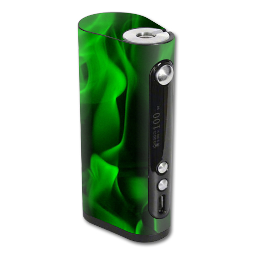 Picture of MightySkins VAFST100W-Green Flames Skin for Vape Forward Vapor Flask Stout 100W TC - Green Flames