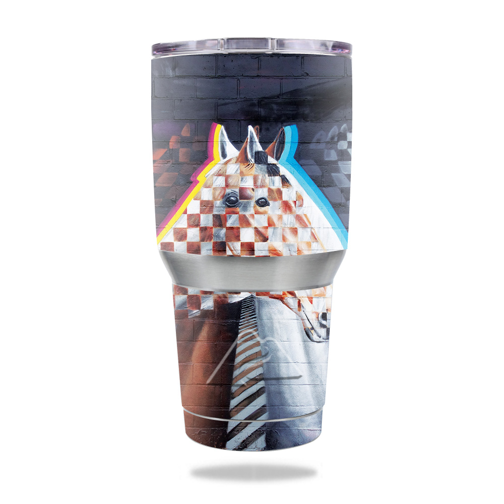 Picture of MightySkins OZTUM30-Checkered Horses Skin for Ozark Trail 30 oz Tumbler - Checkered Horses