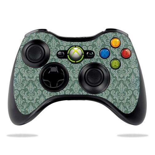 MIXB360CO-Teal Damask Skin for Microsoft Xbox 360 Controller - Teal Damask -  MightySkins