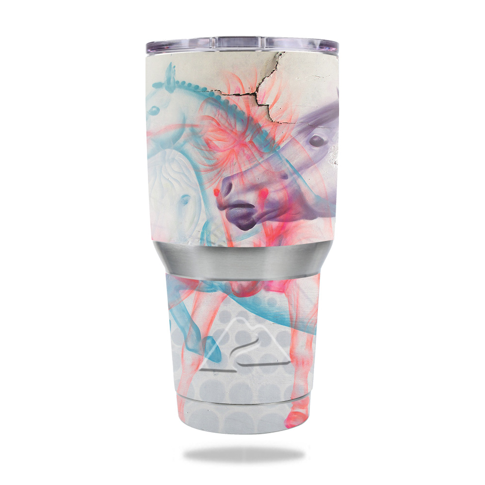 Picture of MightySkins OZTUM30-Damaged Horses Skin for Ozark Trail 30 oz Tumbler - Damaged Horses