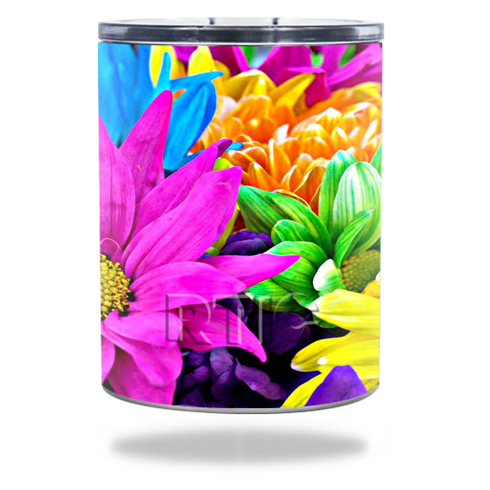 Picture of MightySkins RTLOW10-Colorful Flowers Skin for RTIC Lowball 10 oz 2016 Wrap Cover Sticker - Colorful Flowers
