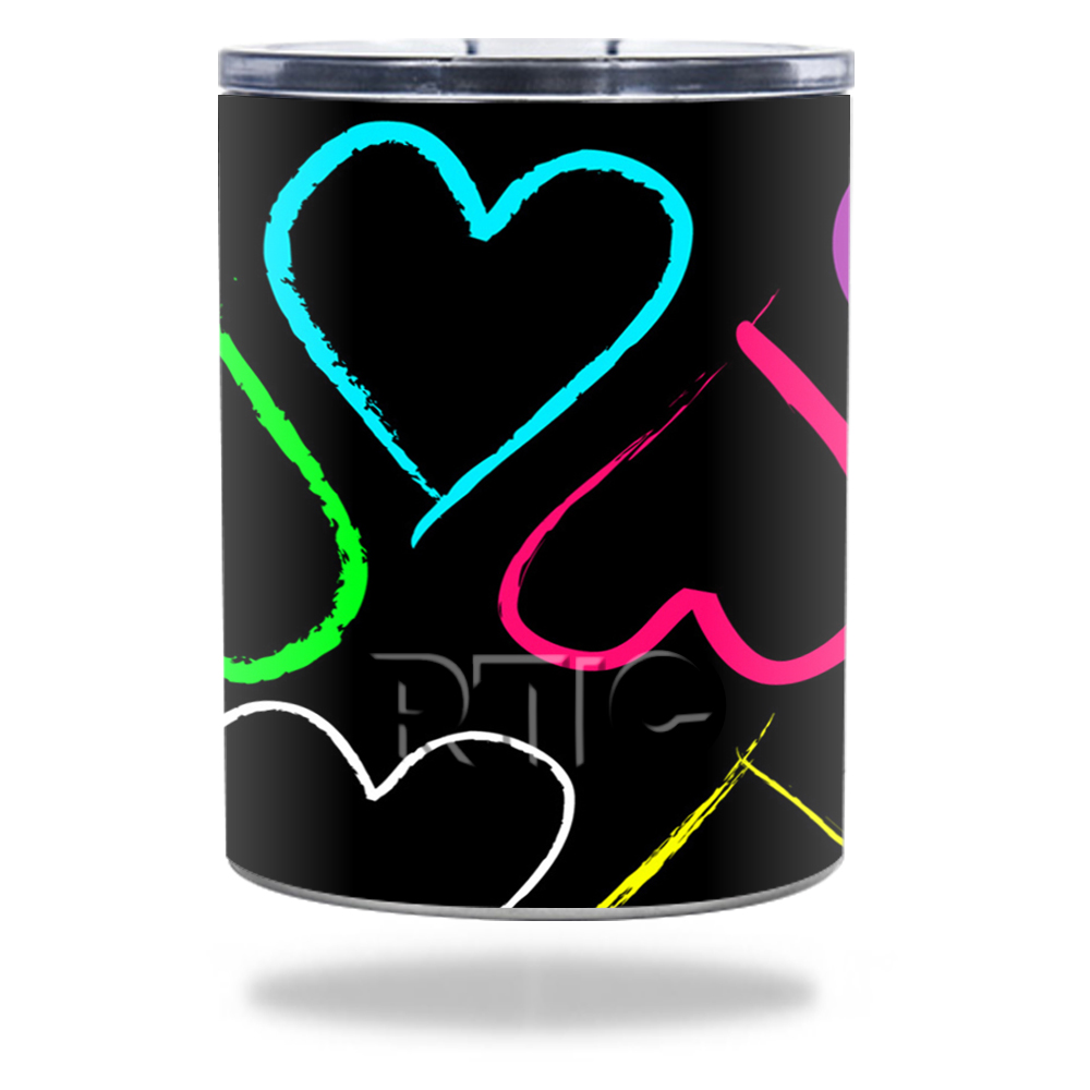 Picture of MightySkins RTLOW10-Hearts Skin for RTIC Lowball 10 oz 2016 Wrap Cover Sticker - Hearts