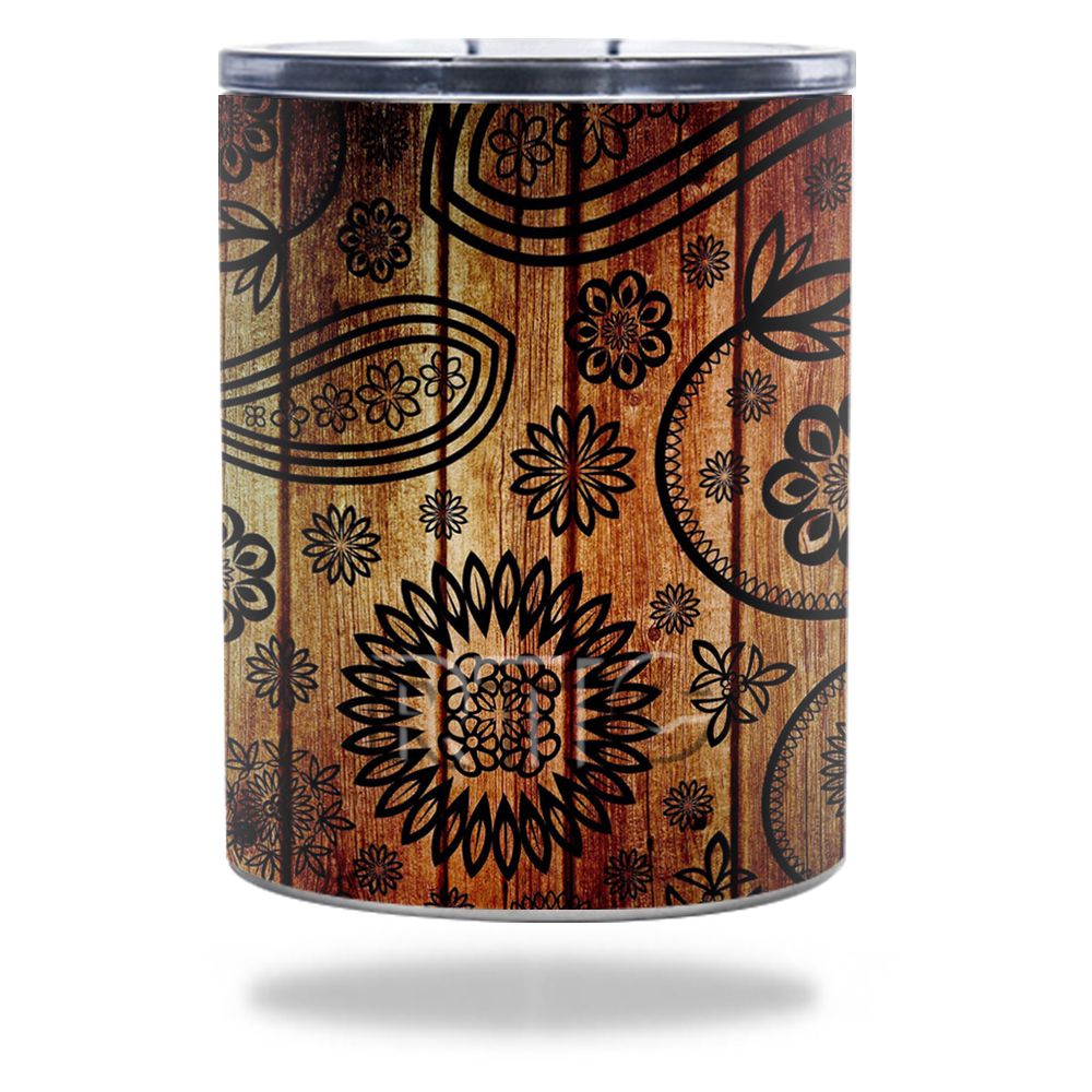 Picture of MightySkins RTLOW10-Wooden Floral Skin for RTIC Lowball 10 oz 2016 Wrap Cover Sticker - Wooden Floral