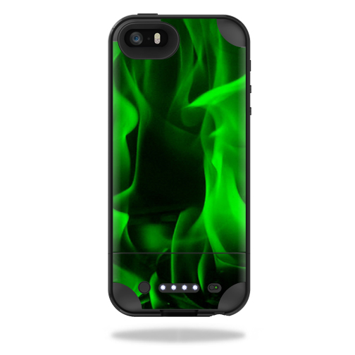 MJPIP5-Green Flames Skin for Mophie Juice Pack Plus iPhone 5, 5S & SE Case Wrap Cover Sticker - Green Flames -  MightySkins