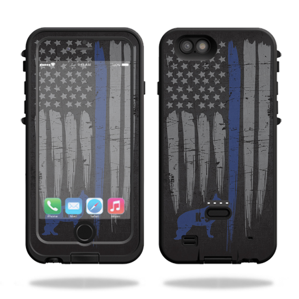 IPOWIP6PL-Thin Blue Line K9 Skin for Lifeproof Fre Power iPhone 6 Plus & 6S Plus Case Wrap Cover Sticker - Thin Blue Line K9 -  MightySkins