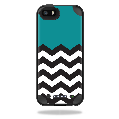 MJPIP5-Teal chevron Skin for Mophie Juice Pack Plus iPhone 5, 5S & SE Case Wrap Cover Sticker - Teal Chevron -  MightySkins
