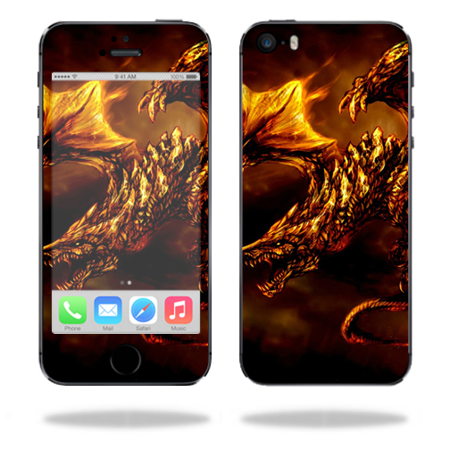 APIPH5S2-Golden Dragon Skin for Apple iPhone 5, 5S & SE Wrap Cover Sticker - Golden Dragon -  MightySkins