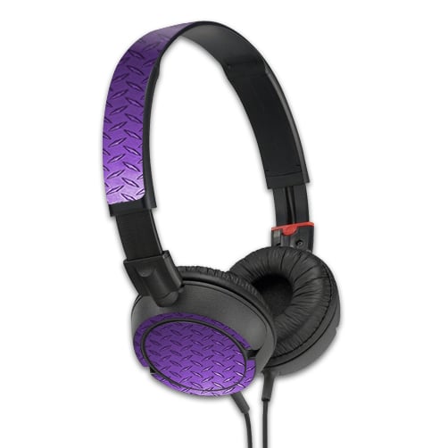 SOMZX100-Purp Diamond Plt Skin for Sony MDR ZX100 Headphones Sticker - Purple Diamond Plate -  MightySkins